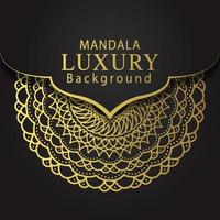 luxury mandala golden with a black background elegant design for anniversary invitation henna vector
