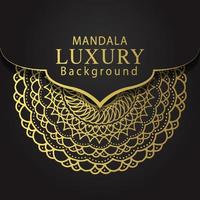 luxury mandala golden with a black background elegant design for anniversary invitation henna vector