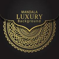 luxury mandala golden with a black background elegant design for anniversary invitation henna vector