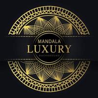 mandala de lujo dorado con un diseño elegante de fondo negro vector