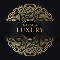 mandala de lujo dorado con un diseño elegante de fondo negro vector