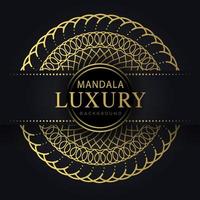 mandala de lujo dorado con un diseño elegante de fondo negro vector