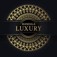 mandala de lujo dorado con un diseño elegante de fondo negro vector