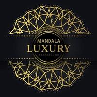 mandala de lujo dorado con un diseño elegante de fondo negro vector