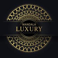 mandala de lujo dorado con un diseño elegante de fondo negro vector