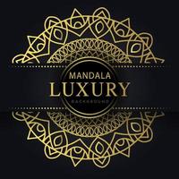 luxury mandala golden with a black background elegant design vector