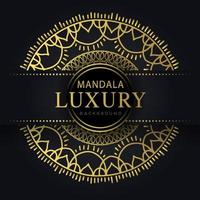 mandala de lujo dorado con un diseño elegante de fondo negro vector