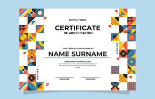 Colorful Geometric Certificate Template vector