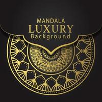 luxury mandala golden with a black background elegant design for anniversary invitation henna vector