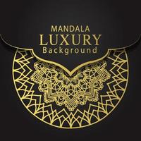 luxury mandala golden with a black background elegant design for anniversary invitation henna vector