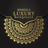 luxury mandala golden with a black background elegant design for anniversary invitation henna vector