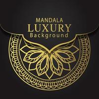 luxury mandala golden with a black background elegant design for anniversary invitation henna vector