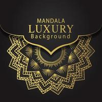 luxury mandala golden with a black background elegant design for anniversary invitation henna vector