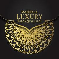 luxury mandala golden with a black background elegant design for anniversary invitation henna vector