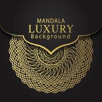 luxury mandala golden with a black background elegant design for anniversary invitation henna vector