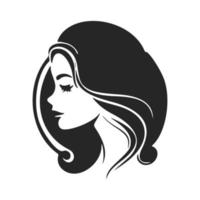 Black and white logo depicting a stylish and elegant girl. For your brand. vector