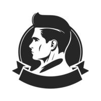 logotipo en blanco y negro con la imagen de un hombre elegante. estilo minimalista con líneas limpias y un diseño simple pero efectivo. vector