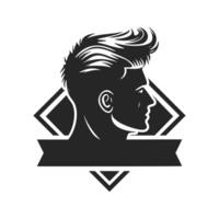 Black and white logo with the image of a stylish man. For your business. vector