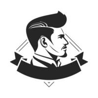 A simple yet powerful black and white logo depicting a brutal man. Elegant style with a sophisticated and sophisticated look. vector