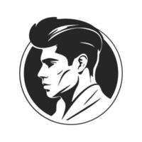 Black and white logo depicting a stylish and brutal man. Elegant style with a sophisticated and sophisticated look. vector