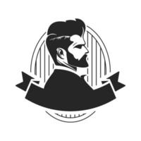 un logotipo en blanco y negro simple pero poderoso que representa a un hombre elegante y brutal. para tu marca vector