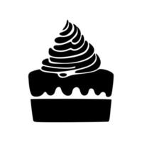 logotipo de cupcake en blanco y negro bellamente diseñado. es ideal para cualquier negocio del sector de la repostería o repostería como panaderías y pastelerías. vector