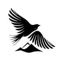 logotipo de pájaro volador en blanco y negro bellamente diseñado. bueno para estampados y camisetas. vector