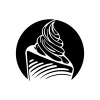 atractivo logotipo de pastel en blanco y negro. bueno para la tipografía. vector