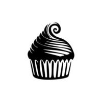 logotipo de cupcake en blanco y negro bellamente diseñado. bueno para las impresiones. vector