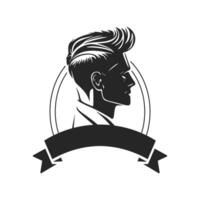 un logotipo en blanco y negro simple pero poderoso que representa a un hombre elegante y brutal. estilo elegante con un look sofisticado y sofisticado. vector