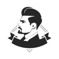 un logotipo en blanco y negro simple pero poderoso que representa a un hombre brutal. un logotipo audaz y dinámico que causa una fuerte impresión. vector