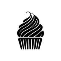logotipo de cupcake en blanco y negro bellamente diseñado. bueno para estampados y camisetas. vector