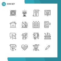 16 Thematic Vector Outlines and Editable Symbols of money internet victory credit document Editable Vector Design Elements