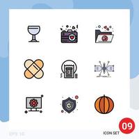 Set of 9 Modern UI Icons Symbols Signs for architect news files article document Editable Vector Design Elements