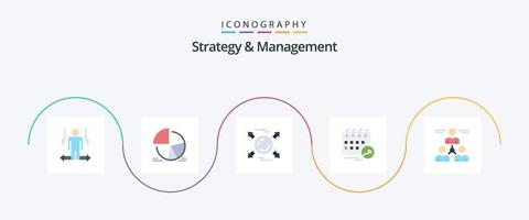 Strategy And Management Flat 5 Icon Pack Including schedule. calendar. analytics. appointment. direction vector