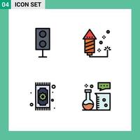 Set of 4 Commercial Filledline Flat Colors pack for devices rug speaker event namaz Editable Vector Design Elements