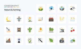 25 Nature And Farming Flat color icon pack vector