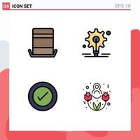 Mobile Interface Filledline Flat Color Set of 4 Pictograms of fashion ux top hat idea eight march Editable Vector Design Elements