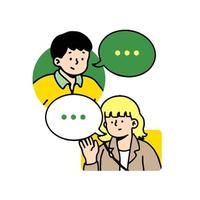 Vector illustration, flat style, businessmen discuss social network, news, social networks, chat, dialogue speech bubbles vector