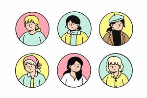 Outline avatars profile set, office workers, hand-drawn icon style, character design, vector illustation-4