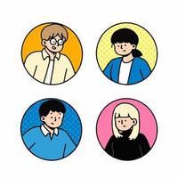 Outline avatars profile set, office workers, hand-drawn icon style, character design, vector illustation-2