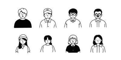 Outline avatars profile set office workers , hand-drawn icon style , flat line vector. vector