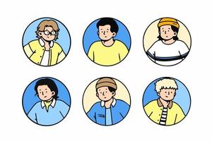 Outline avatars profile set, office workers, hand-drawn icon style, character design, vector illustation-3