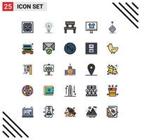 conjunto de 25 iconos de interfaz de usuario modernos signos de símbolos para elementos de diseño de vectores editables interiores de prendas de vestir de caja de navegador de comercio