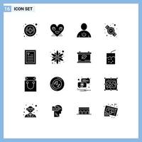 16 Thematic Vector Solid Glyphs and Editable Symbols of hands watch avatar time standby Editable Vector Design Elements