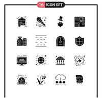 Universal Icon Symbols Group of 16 Modern Solid Glyphs of rain forest music hat movember Editable Vector Design Elements