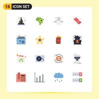 User Interface Pack of 16 Basic Flat Colors of winter cold towel calendar candy Editable Pack of Creative Vector Design Elements