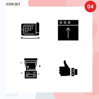 paquete de 4 signos y símbolos modernos de glifos sólidos para medios de impresión web, como elementos de diseño de vectores editables para juegos móviles felexibel mac play