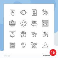 16 User Interface Outline Pack of modern Signs and Symbols of cookie digital html coding fruit Editable Vector Design Elements