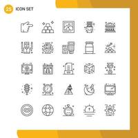 Stock Vector Icon Pack of 25 Line Signs and Symbols for investment bank photo pot luck Editable Vector Design Elements